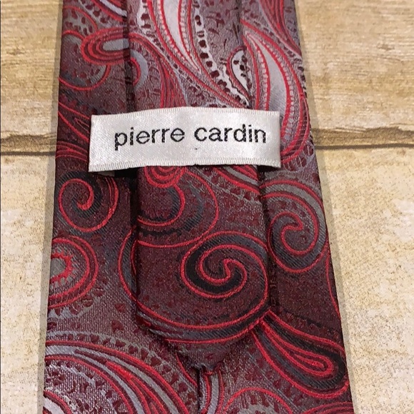 Pierre Cardin paisley 100% silk Tie Red - Picture 4 of 6
